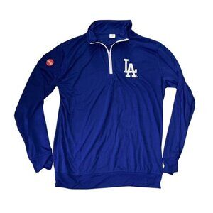 LA Dodgers Quarter Zip Pullover Jacket Blue MLB Coca Cola Patch Adult XL